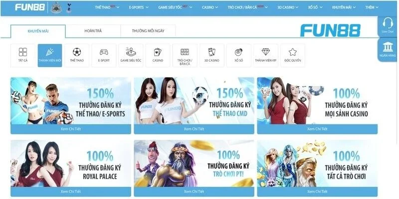 Nạp Tiền Fun88 3 Fun88 có rất nhiều khuyến mãi hấp dẫn dành cho tân thủ trong lần đầu nạp thẻ.